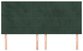 Cabeceira de cama 4 pcs veludo 90x5x78/88 cm verde-escuro