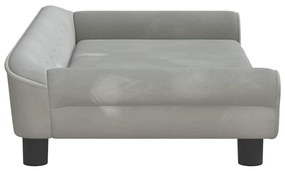 Cama para cães 100x50x21 cm veludo cinzento-claro