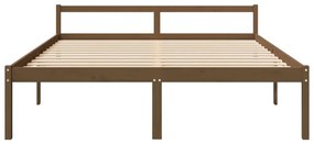 Cama para idosos 200x200 cm pinho maciço castanho mel