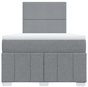 Cama boxspring com colchão 120x190 cm tecido cinzento-claro