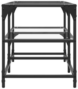 Mesa de centro c/ topo em vidro transparente 78,5x40x45 cm aço