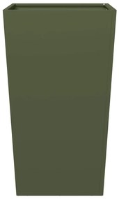 Vaso/floreira de jardim 2 pcs 45x45x75 cm aço verde azeitona