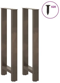 Pés de mesa de bar em aço natural, 2 peças, 40x (100-101) cm, aço