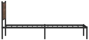 Estrutura de cama sem colchão 100x200cm metal carvalho castanho