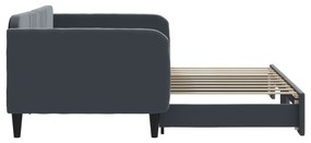 Sofá-cama com gavetão 90x190 cm veludo cinzento-escuro