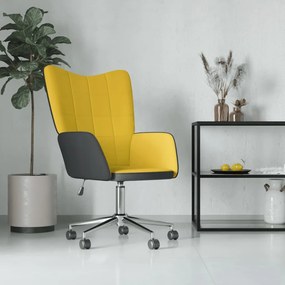 vidaXL Cadeira de descanso PVC e veludo amarelo mostarda