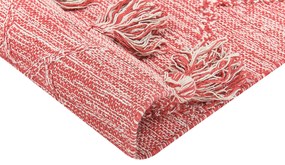 Tapete em algodão vermelho e branco 160 x 230 cm NIDGE Beliani