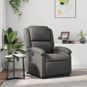 vidaXL Poltrona reclinável couro artificial cinzento
