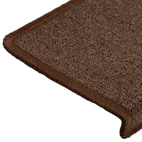 Tapete/carpete para degraus 15 pcs 65x21x4 cm castanho