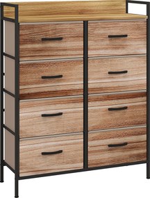 HOMCOM Cômoda 8 Gavetas em Tecido Removível com Tampo e Estrutura em Aço 79x29x101 cm | Aosom Portugal
