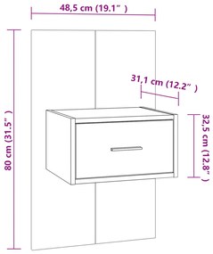 Mesas de cabeceira montagem na parede 2 pcs branco