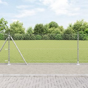 Cerca de Cadeia com 13 Postes com Flange 0,8 x 25 m Aço Galvanizado