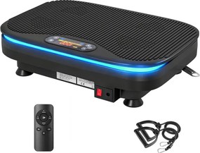Plataforma Vibratória 99 Velocidades 3 Programas com Bluetooth Ecrã LED Luzes e Bandas Elásticas 47x32x12 cm Preto