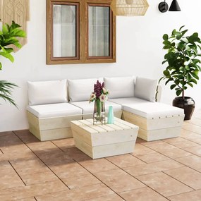 vidaXL 5 pcs conjunto lounge de paletes + almofadões madeira de abeto