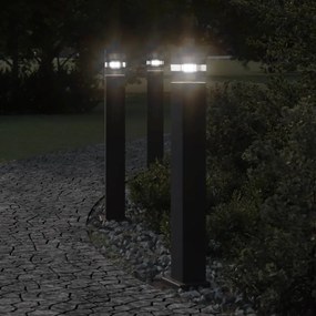vidaXL Candeeiros de chão para exterior 3 pcs 80 cm alumínio preto