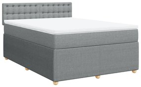 Cama com molas/colchão 140x200 cm tecido cinzento-claro