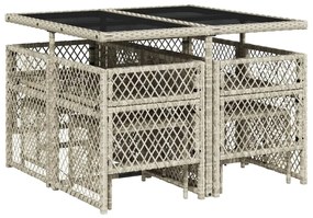 9 pcs conjunto de jantar p/ jardim c/ almofadões cinzento claro