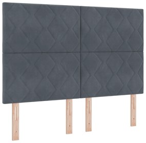 Cabeceira Design de Blocos de Diamante Cinza Escuro 160 cm Veludo