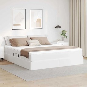 vidaXL Cama com arrumação e colchão com colchão Branco 160 x 200 cm