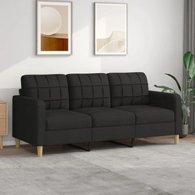 vidaXL Sofá de 3 lugares tecido 180 cm preto