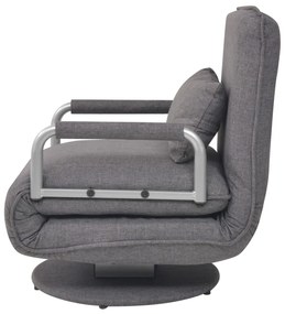 Cadeira giratória e sofá-cama tecido cinzento-escuro