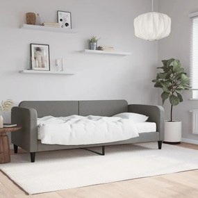 Sofá-cama com colchão 80x200 cm tecido cinzento-escuro