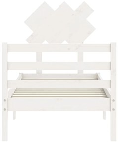 Estrutura cama de solteiro c/ cabeceira madeira maciça branco