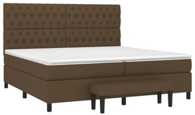 Cama com molas/colchão 200x200 cm tecido castanho-escuro