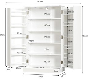 Armário Despenseiro de Cozinha "INGRID" com 2 Portas – Branco, MDF – 5