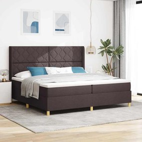Cama Box com Colchão e LED Castanho Escuro 200x200 cm em Tecido