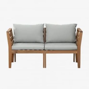 Sofá De Jardim Modular Filips De 2 Peças Com Braços Em Madeira De Acácia Cinza Claro - Sklum