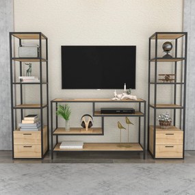 Unidade de TV Robbins – Preto Carvalho – 198 cm x 39 cm x 160 cm