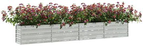 Canteiro elevado de jardim 320x40x45cm aço galvanizado prateado