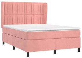 Cama com molas/colchão 140x200 cm veludo rosa