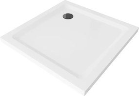 Mexen Flat base de duche quadrada slim 70 x 70 cm, branco, sifão preto - 40107070B