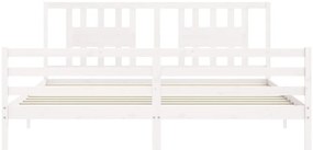 Estrutura de cama com cabeceira 200x200cm madeira maciça branco