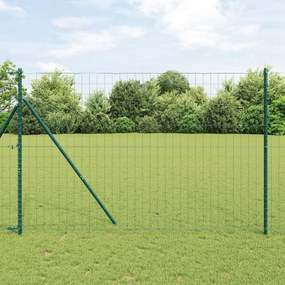 vidaXL Cerca Euro com 7 Postes 1.6x10 m Aço Galvanizado Verde