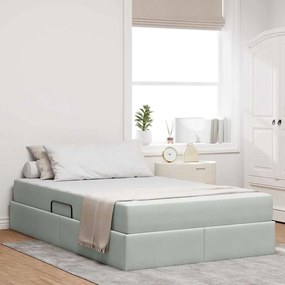 vidaXL Cama com arrumação e colchão Cinzento-claro 120 x 200 cm Veludo