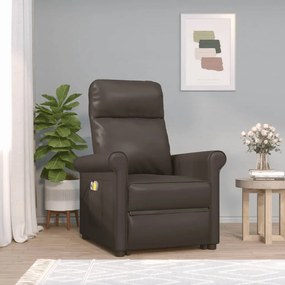 vidaXL Poltrona de massagens elevatória couro artificial castanho