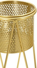 CONJUNTO DE 2 PORTA-VASOS GLAT DOURADO 21X20X46-18X18X32 CM (PLANTAS NÃO INCLUIDAS)