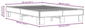 Estrutura de cama 135x190 cm derivados de madeira/metal
