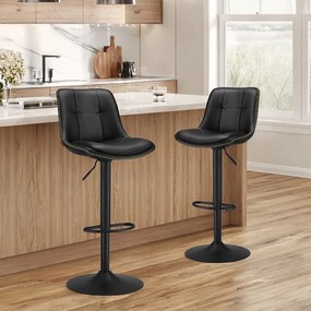 Conjunto de 2 bancos altos bar com encosto Preto