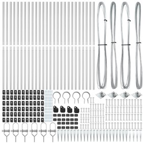 Posts de Cerca vidaXL com Ponta 26 pcs Ø32 mm 170 cm Aço Galvanizado