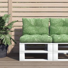 vidaXL Almofadões p/ móveis paletes 2 pcs tecido oxford padrão folhas