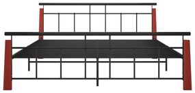Estrutura de cama 180x200 cm metal e madeira de carvalho maciça