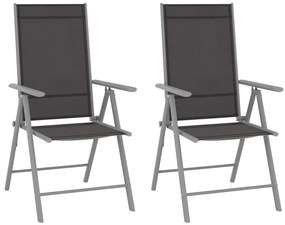Cadeiras de jardim dobráveis 2 pcs textilene preto