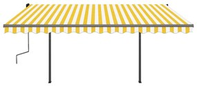 Toldo retrátil manual com luzes LED 4x3 m amarelo e branco