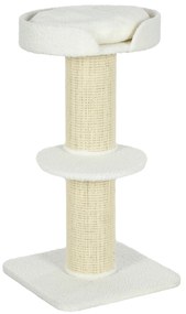 PawHut Arranhador para Gatos Altura 91 cm de 3 Níveis com Ninho Plataforma e Poste de Sisal 45x45x91 cm Creme