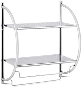 Toalheiro de banheiro de 2 níveis montado na parede com 2 barras de toalha - branco