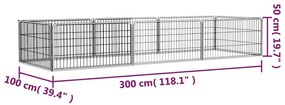 Parque p/ cães c/ 8 painéis 100x50 cm aço revestido a pó preto